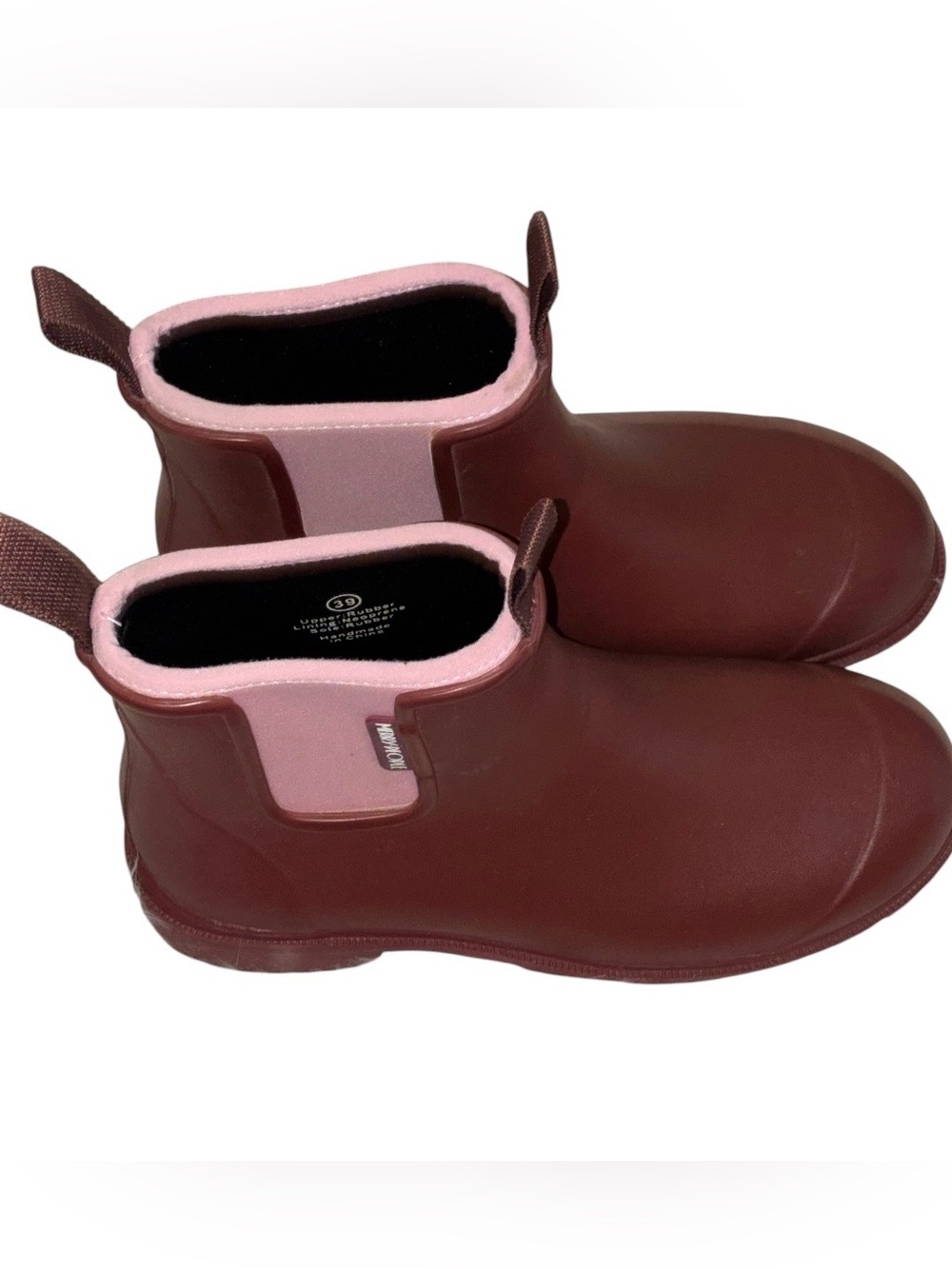 Like New Merry People Bobbi Ankle Rain Boot Beetroot & Light Pink Sz 39